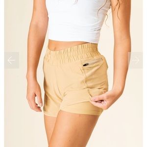 NWOT Paragon Fitwear High Rise Track Shorts in Dune